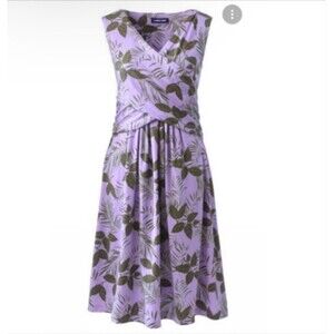 Lands End Dress Womens Size XL Petite Surplice Purple Faux Wrap Sleeveless